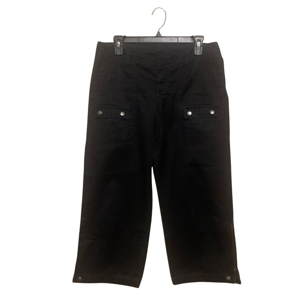 VTG GAP Cropped Thick Cotton Cargo Y2K Pants Wide Zip Leg‎ Sz 6  Grunge